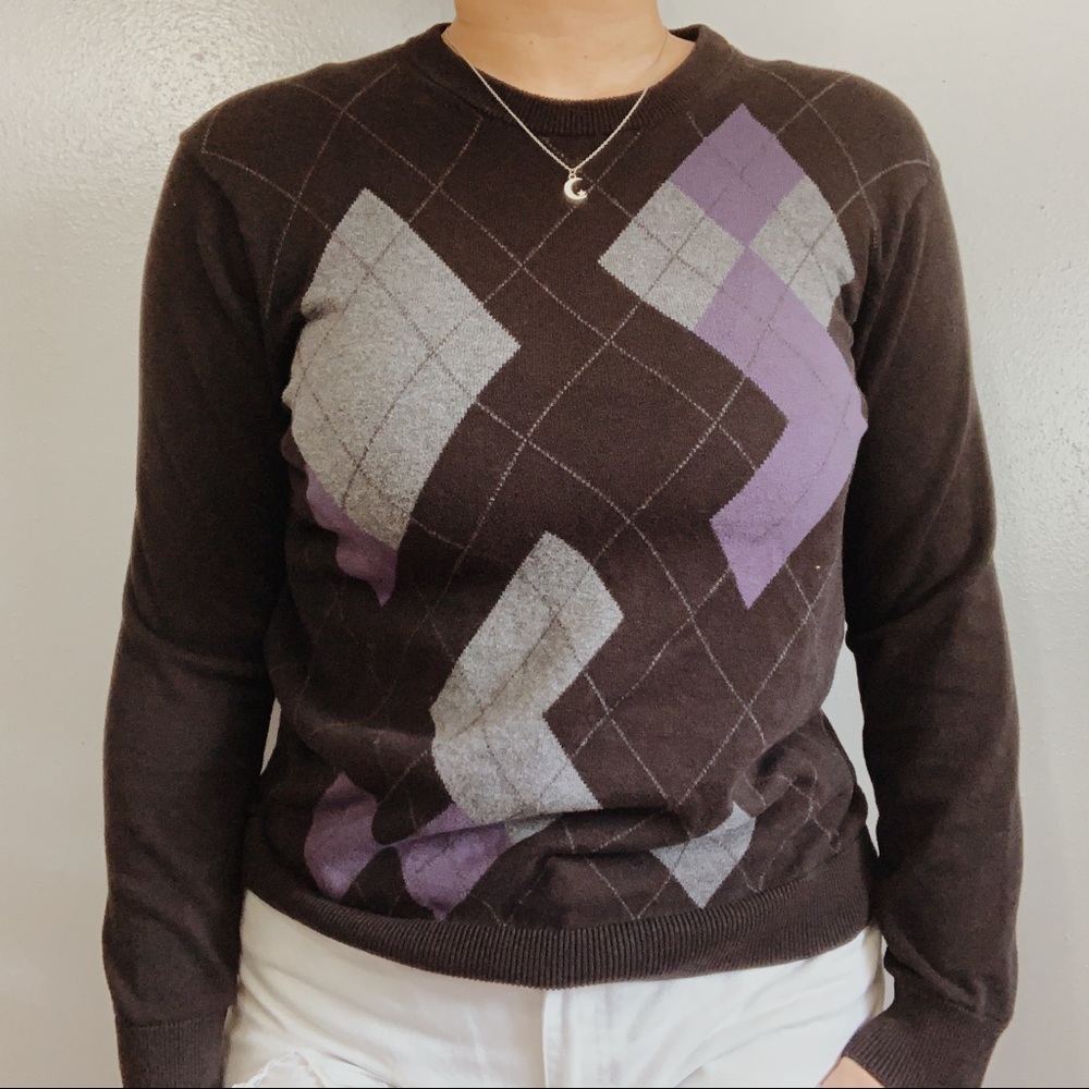 donating soon ✮ ARGYLE CREWNECK SWEATER
